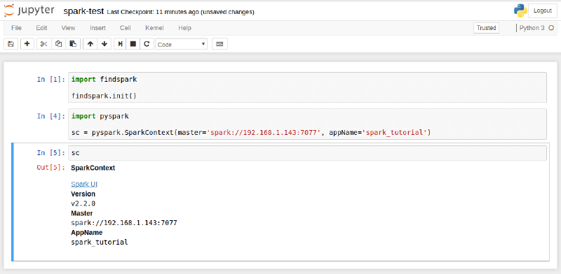 Spark Context displayed in Jupyter