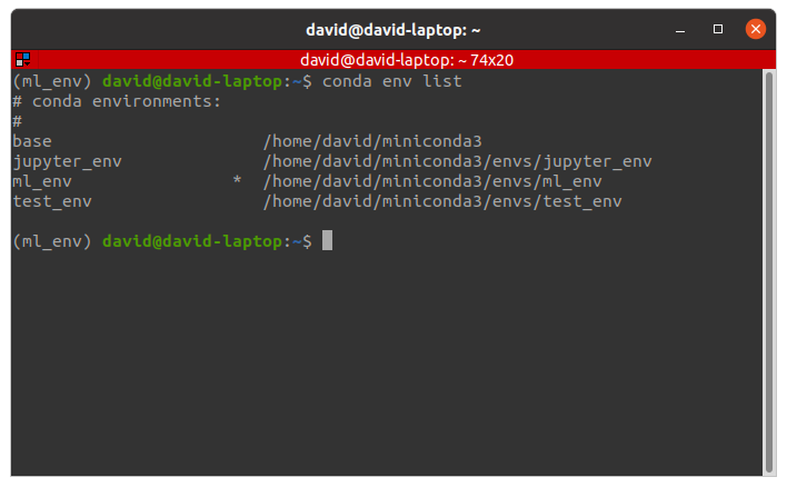 conda env list command