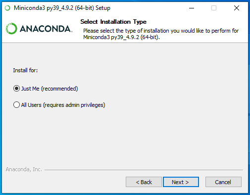 conda install scope (W10)