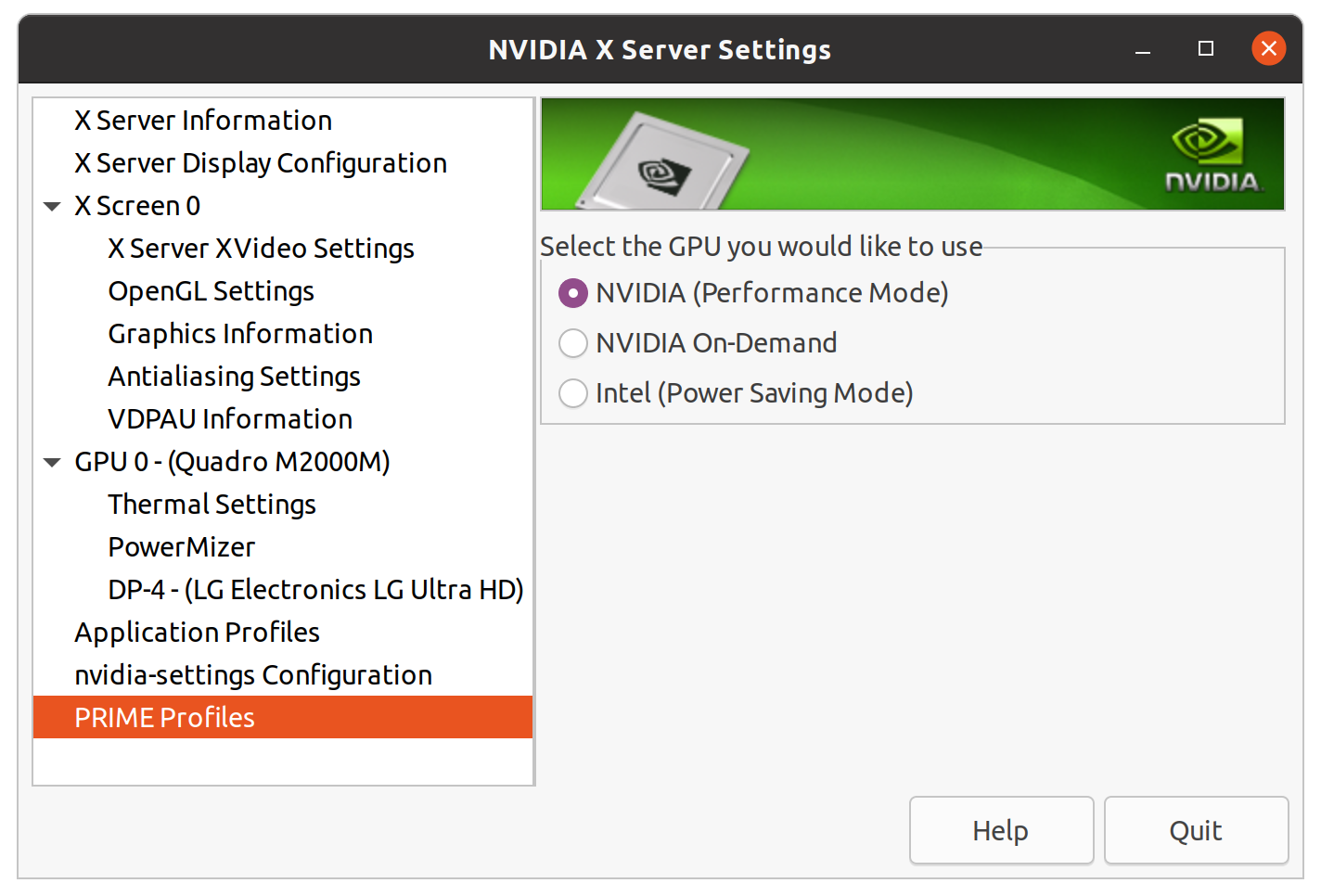 NVIDIA X Server Settings