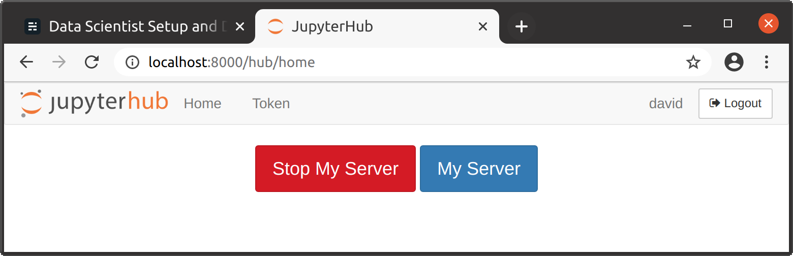 JupyterHub control panel